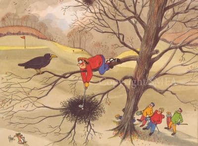 Golf Blank Greetings Card 'An Awkward Lie' by Christopher Hope B45