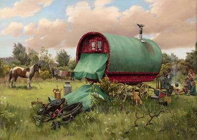 Gypsy Caravan Blank Greetings Card 'Resting on Melling Moor' by Diana Rosemary Lodge C379