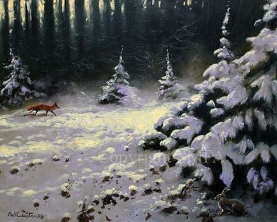 Hare and Fox Limited Edition Print 'Hiding' by Mick Cawston