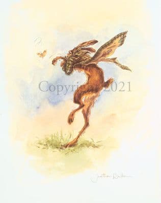 Hare Humorous Limited Edition Print 'Float Like a Butterfly' by Jonathan Walker