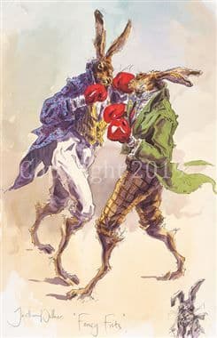 Hare Limited Edition Print 'Fancy Fists' by Jonathan Walker