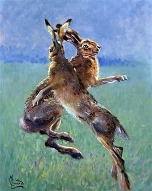 Hare Limited Edition Print 'The Big Fight' by Malcolm Coward