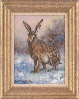 Hare Original Oil Painting 'Ready to Run' by John Trickett