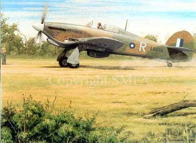 Hawker Hurricane Aviation Blank Greetings Card 'Hawker Hurricane Mk IIc' by Keith Woodcock E9