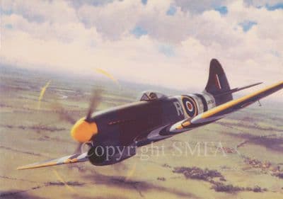 Hawker Tempest  Aviation Blank Greetings Card 'Tipping' by Keith Woodcock C324