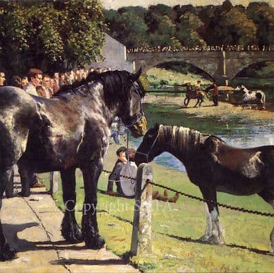 Heavy Horse Blank Greetings Card 'Appleby Bridge' by Malcolm Coward CS12