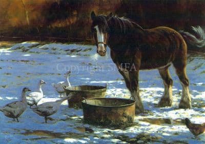Heavy Horse Blank Greetings Card 'Horse and Geese in Snow' by John Trickett B122