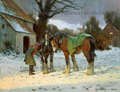 Heavy Horse Blank Greetings Card 'Winters Days End' by Rosemary Sarah Welch C382