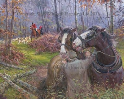 Heavy Horse Hunting Limited Edition Print 'Unexpected Visitors' by Rosemary Welch