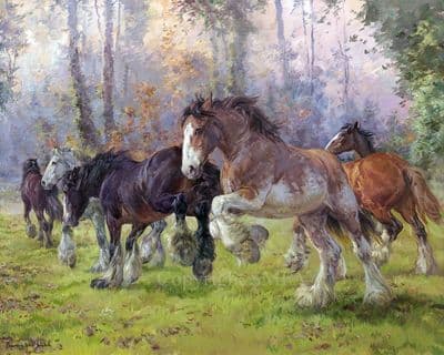 Heavy Horse Limited Edition Print 'Out to Play' by Rosemary Sarah Welch