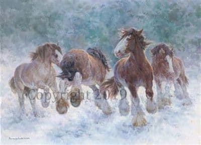Heavy Horses in the Snow Christmas Cards 'Snow Flurry' by Rosemary Sarah Welch C582X