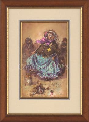 Hedgehog Humorous Original Watercolour Painting 'Squeeze Box Sal' by Jonathan Walker