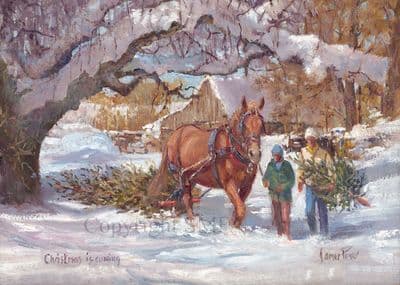 Horse Blank Greetings Card 'Christmas is Coming' by James Power C660