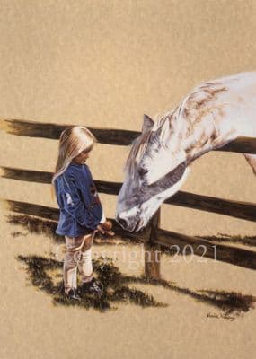 Horse Blank Greetings Card 'The Apple' by Maxine Williams B148