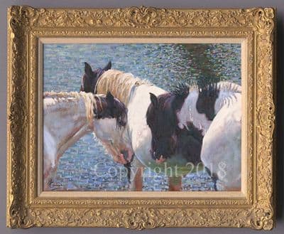 Horse Cobs Original Oil on Canvas 'Appleby Cobs' by Malcolm Coward