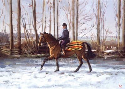 Horse Equestrian Blank Greetings Card 'Jo and Disney'  by Alison Wilson C302