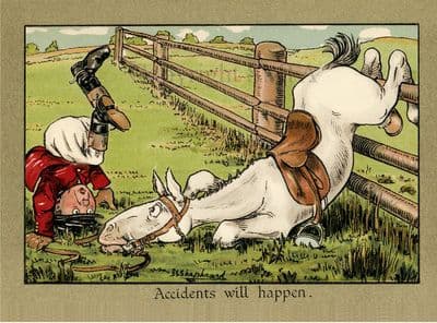 Horse Funny Blank Greetings Card 'Accidents Will Happen' by C.S. Shepherd C321