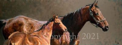 Horse Limited Edition Print 'Bay Mare and Foal' by Malcolm Coward