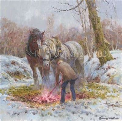 Horse Limited Edition Print 'Tending the Fire' by Rosemary Sarah Welch
