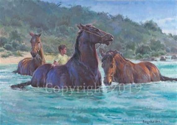 Horse Original Oil  Painting 'Coco-Bay Antigua' by Rosemary Sarah Welch