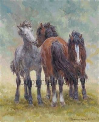 Horse Original Oil Painting'Heads and Tails' by Rosemary Sarah Welch WELEX-13
