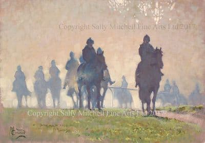 Horse Racing Blank Greetings Card 'First Lot, Warren Hill' by Malcolm Coward C539