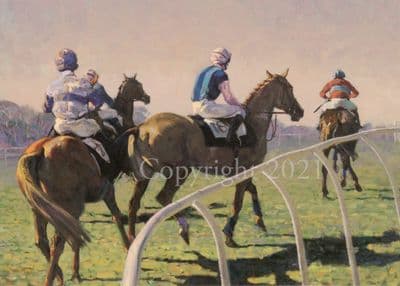 Horse Racing Blank Greetings Card 'Going To The Start' by Malcolm Coward C303