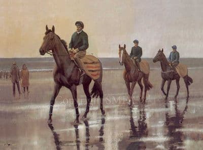 Horse Racing Blank Greetings Card 'On the Sands' by Neil Cawthorne B140