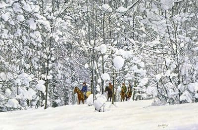 Horse Racing Blank Greetings Card  'Racehorses in the Snow' by Roy Miller C256