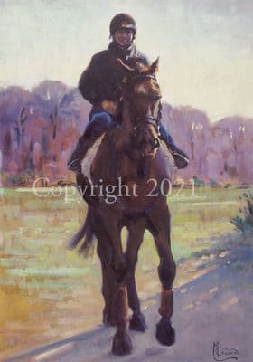 Horse Racing Blank Greetings Card 'Walking Out' by Malcolm Coward C130
