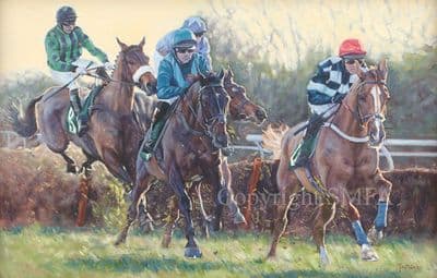 Horse Racing Limited Edition Print 'In Pursuit' by Jane Braithwaite