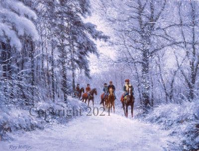 Horse Racing Pack of 10 Christmas Cards 'January' by Roy Miller C649X