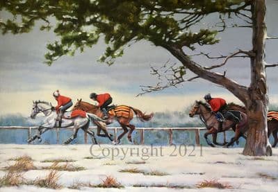 Horse Racing Pack of 10 Christmas Cards 'Winter Woolies' by Jane Brathwaite C635X