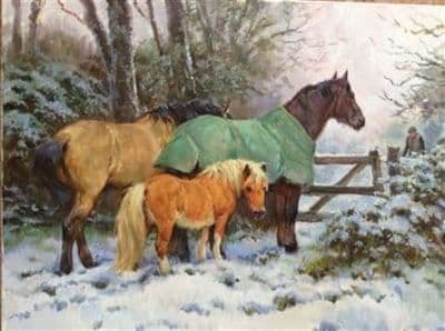 Horses in the Snow Christmas Cards 'Waiting For Supper' by Rosemary Sarah Welch C544X