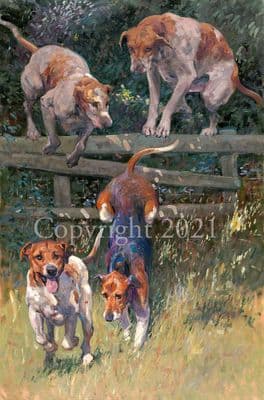 Hound Limited Edition Print 'Leaving Covert' by Malcolm Coward