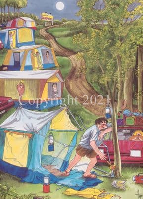 Humorous Blank Greetings Card 'Camping' by Christopher Hope TH025