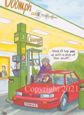 Humorous Blank Greetings Card 'Refueling' by Christopher Hope TH059