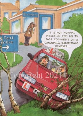 Humorous Blank Greetings Card 'The Driving Test' by Christopher Hope TH045