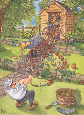 Humorous Blank Greetings Card 'The Garden Shed' by Christopher Hope TH028