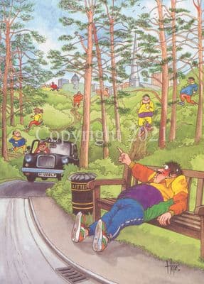 Humorous Blank Greetings Card 'The Jogger' by Christopher Hope TH020