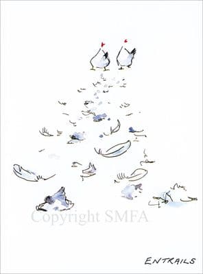 Humorous Chicken Card 'Entrails' by Malcolm Coward