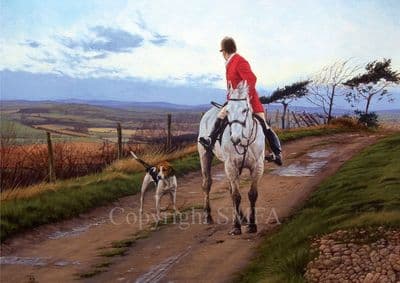 Hunting Blank Greetings Card 'A Last Look Back' by David Barry Smith C196