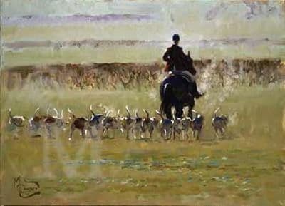 Hunting Blank Greetings Card  'Going Away' by Malcolm Coward C202