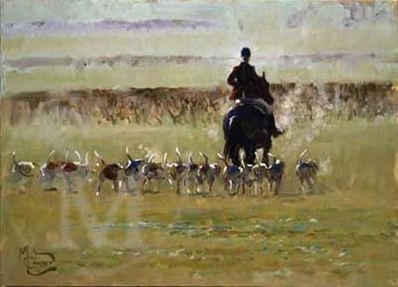 Hunting Blank Greetings Card  'Going Away' by Malcolm Coward C202