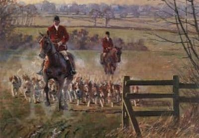 Hunting Blank Greetings Card  'Going To Covert' by Malcolm Coward C66