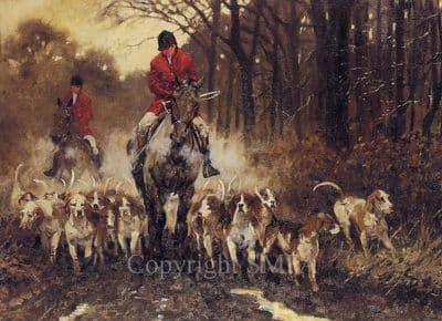 Hunting Blank Greetings Card 'Leaving The Covert' by Malcolm Coward  B8