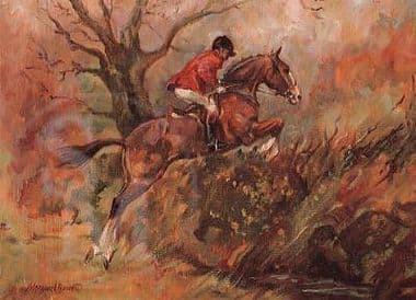 Hunting Blank Greetings Card 'Well Over' by Margaret Barrett B74