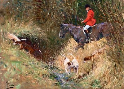 Hunting Card 'Crossing The Dyke' by Malcolm Coward
