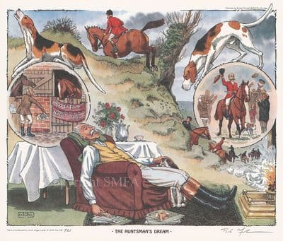 Hunting Humorous Limited Edition Print 'Huntsman's Dream' by Bob Farndon