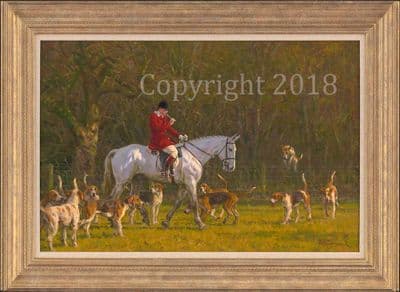 Hunting Original Oil on Canvas 'Daniel Cherriman & Pytchley Hounds'  by Frederick Haycock